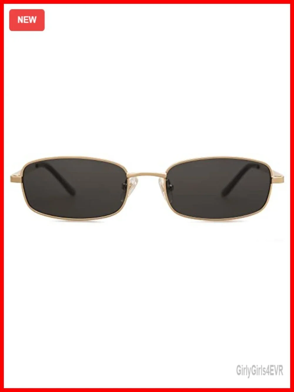 Trendy Thin Rectangle Sunglasses Narrow Retro Y2k Metal Frame UV400 Protection